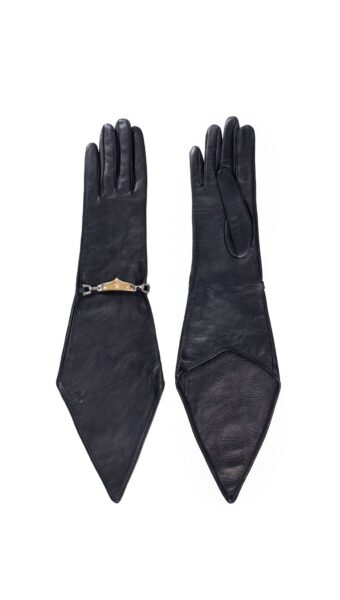 Product photo - ASYMMECTRICAL CUT LEATHER GLOVES BLACK