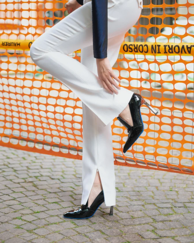 Western heels and straight trousers white by Riina Laanetu