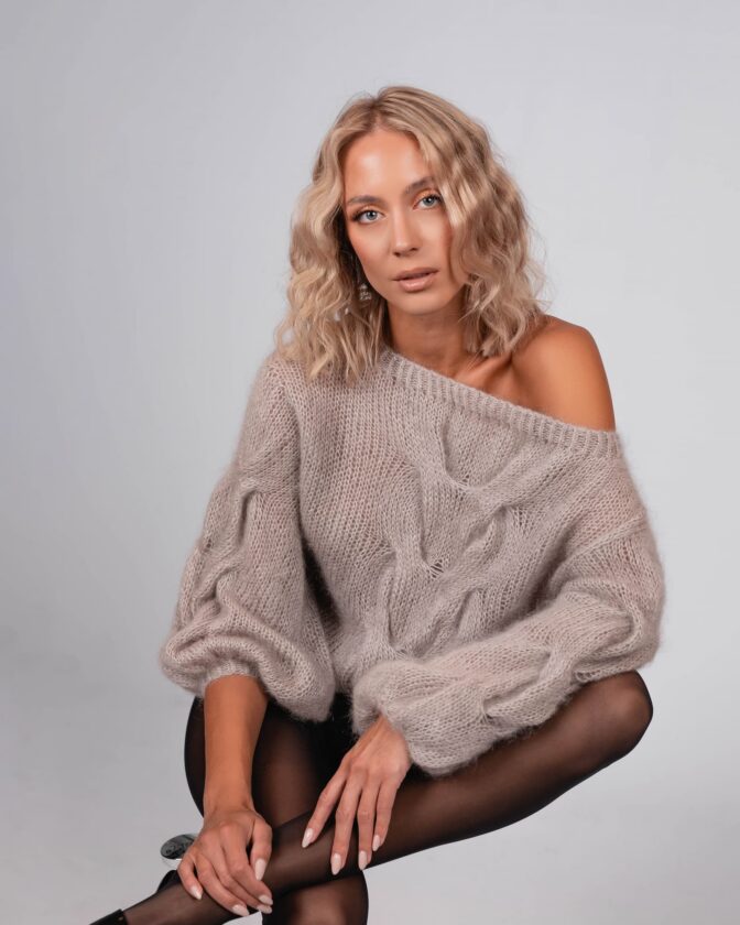 Knitwear by Riina Laanetu Light Taupe on the model Agne