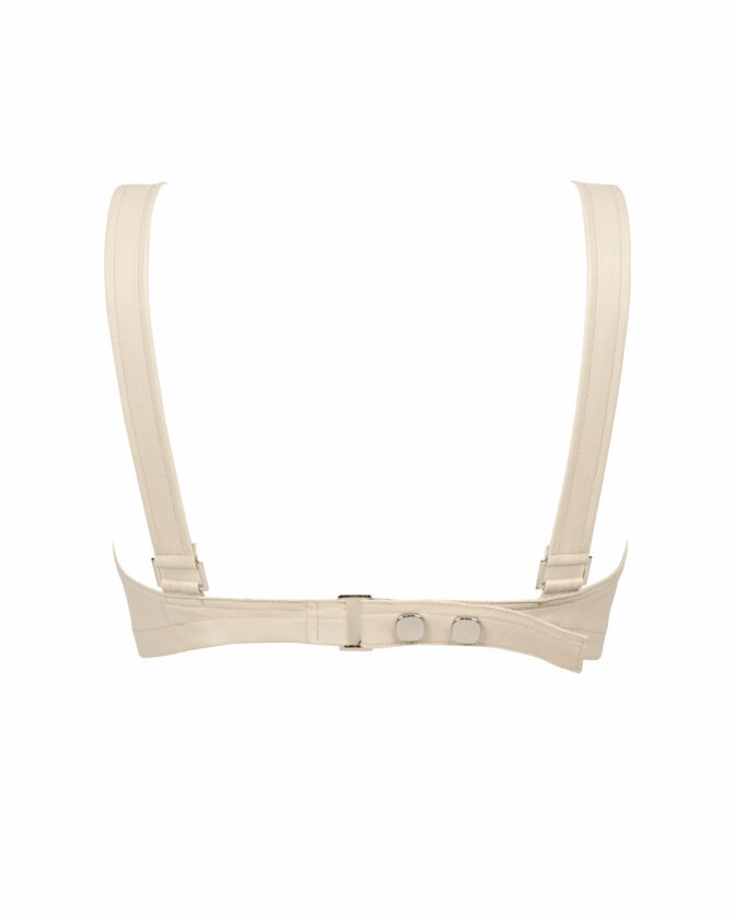 Leather bra from back by Riina Laanetu - taupe