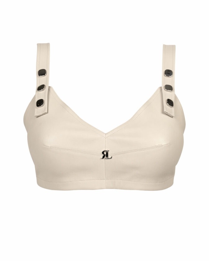 Leather bra by Riina Laanetu - taupe